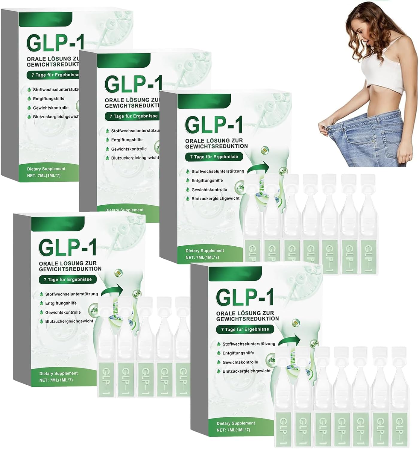 35 Pcs 𝐆𝐋𝐏-1 Oral Solution,Advanced 𝐆𝐋𝐏1 Liquid Drops,Oral Liquid Serum,Natural Extract for Men Women,Portable Body Moisturisers Care,Easy to Use Suitable for All Body Types Unisex,7Pcs/Box