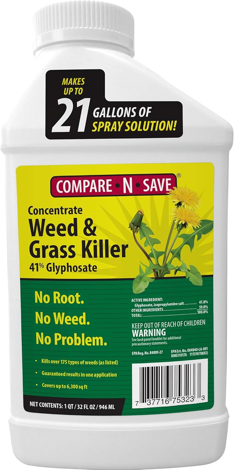 Compare-N-Save Concentrate Glyphosate Concentrate Grass & Weed Killer Herbicide, 32-Ounce