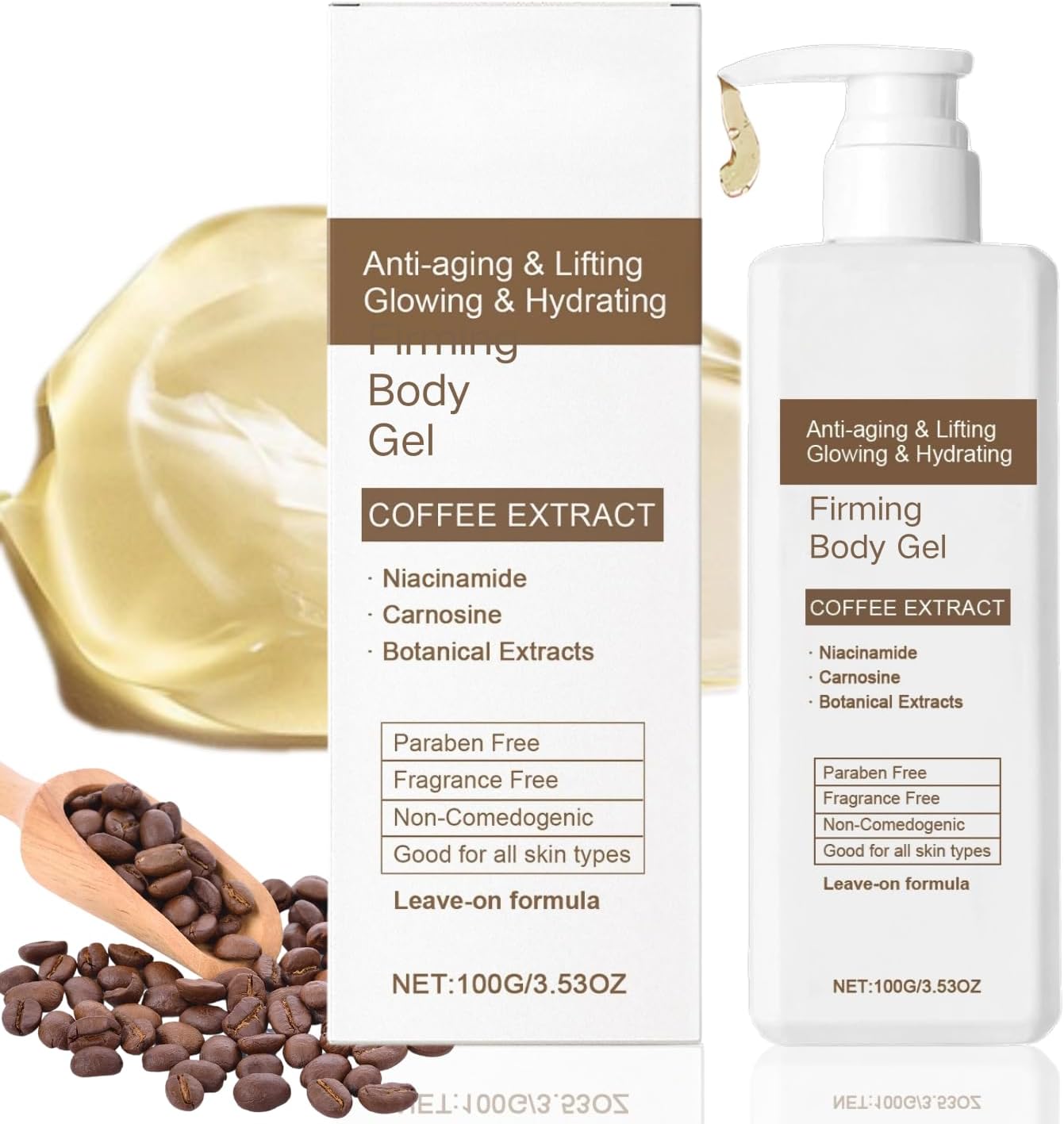 Firming Body Gel - Caffeine & Niacinamide lotion for Dry Skin, Body Moisturiser for Tightening & Glowing Skin, Improves Skin Elasticity, Perfect Gel Moisturizer, Lightweight & Non-Comedogenic