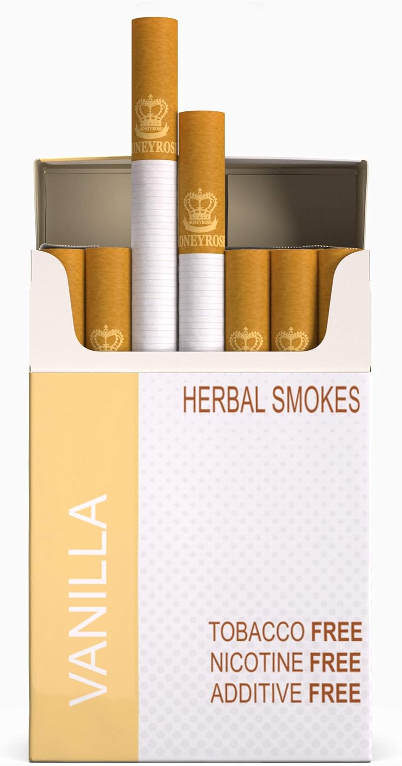 Honeyrose Herbal Cigarettes "VANILLA" Flavor, 100% Tobacco & Nicotine FREE, 100% Natural, Herbal Smokes, Quit Smoking, Made In England