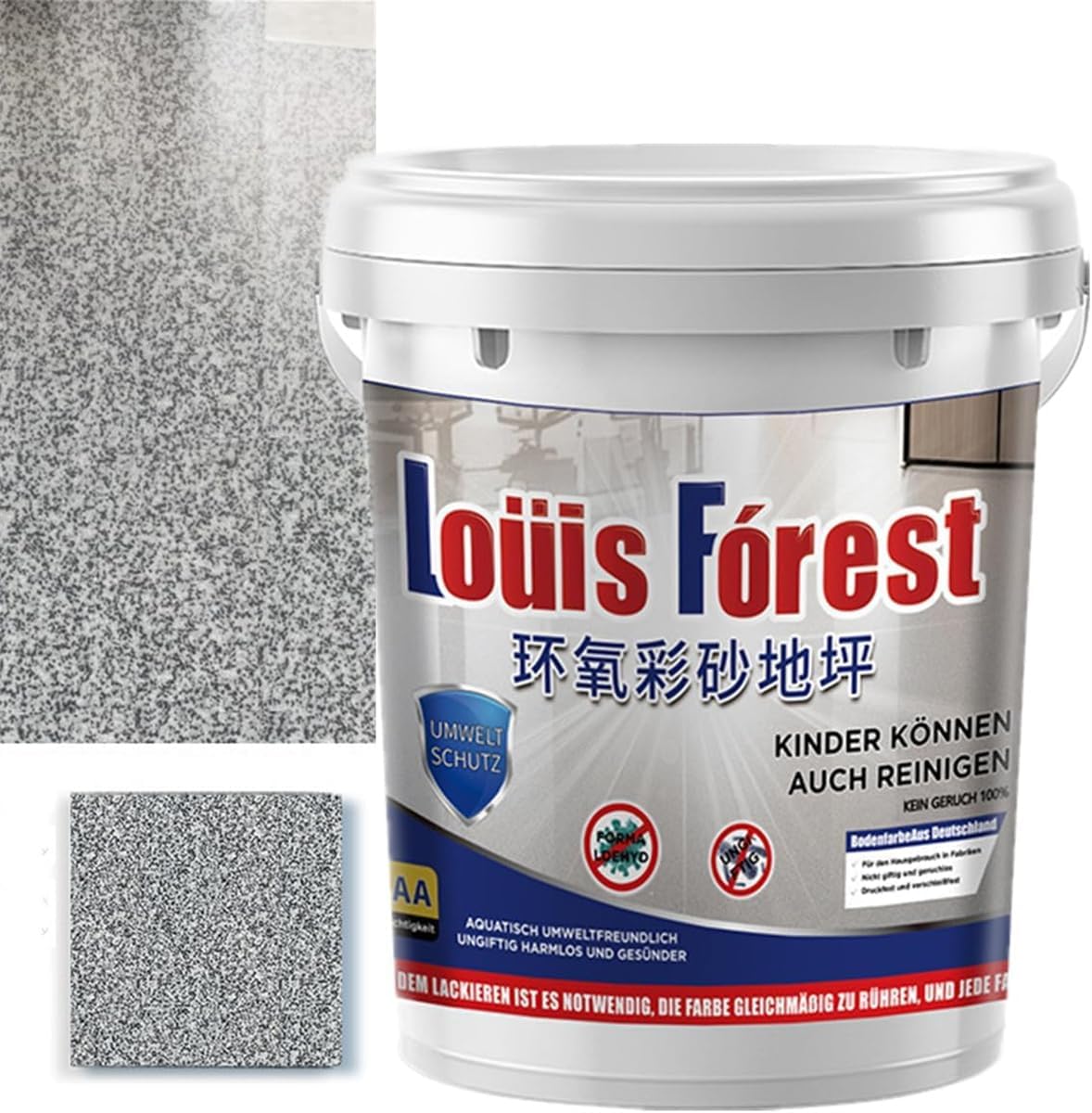Epoxy Colored Sand Floor Paint,Louis Forest Epoxy Waterproof Floors Paint,High-Gloss Marble Effect Epoxy Floor Coating,Colored Sand Self Leveling Floors Painting Garage,Eco-Friendly (Grey A)