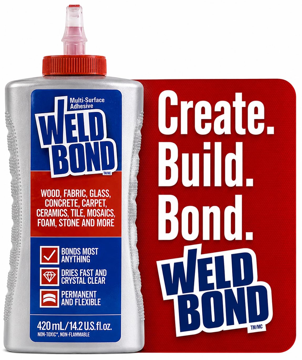 Weldbond Multi-Surface Strong Glue – Fast Drying Glue for Wood, Tile, Ceramic, Pottery, Glass, Metal & More – Heavy Duty Adhesive for Mosaic, Crafts, Wood Working & Repairs – 14.2oz (420ml) 1 Pack