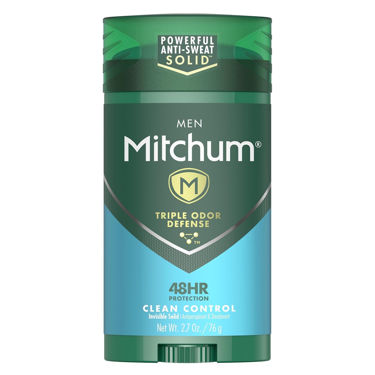 Mitchum Men's Deodorant, Antiperspirant Stick, Triple Odor Defense Invisible Solid, 48 Hr Protection, Dermatologist Tested, Clean Control, 2.7 Oz
