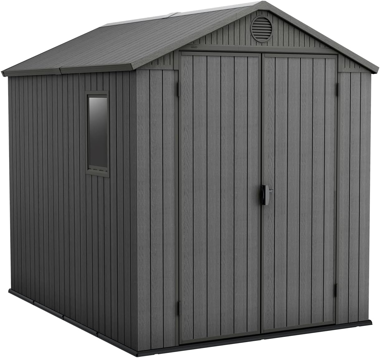 Keter Darwin Outdoor Apex Double Door Garden Storage Shed 6 x 8ft Grey Evotech+ Wood Look and Feel | Fade Free | All Weather Resistant | Safe and Secure | Zero Maintenance | 15 year Warranty