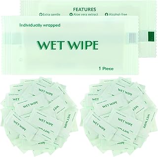 Timgle 300 Pack Individually Wrapped Wet Wipes Bulk Individual Hand Wipes Unscented Wipes Packets, Wet Napkins Clean Hands Quickly for Travel Homeless Restaurant Barbecue Wedding (Green,Green Tea)