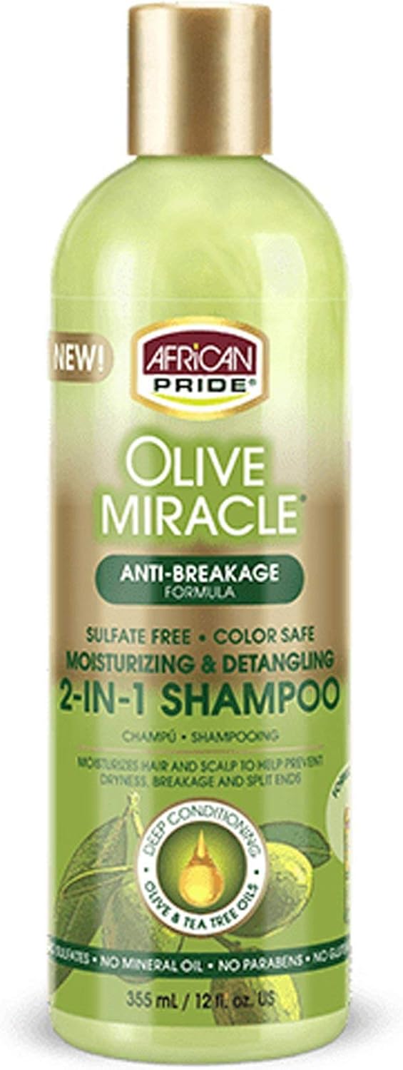 African Pride Olive Miracle Anti-Breakage 2 in 1 Shampoo and Conditioner 355 ml