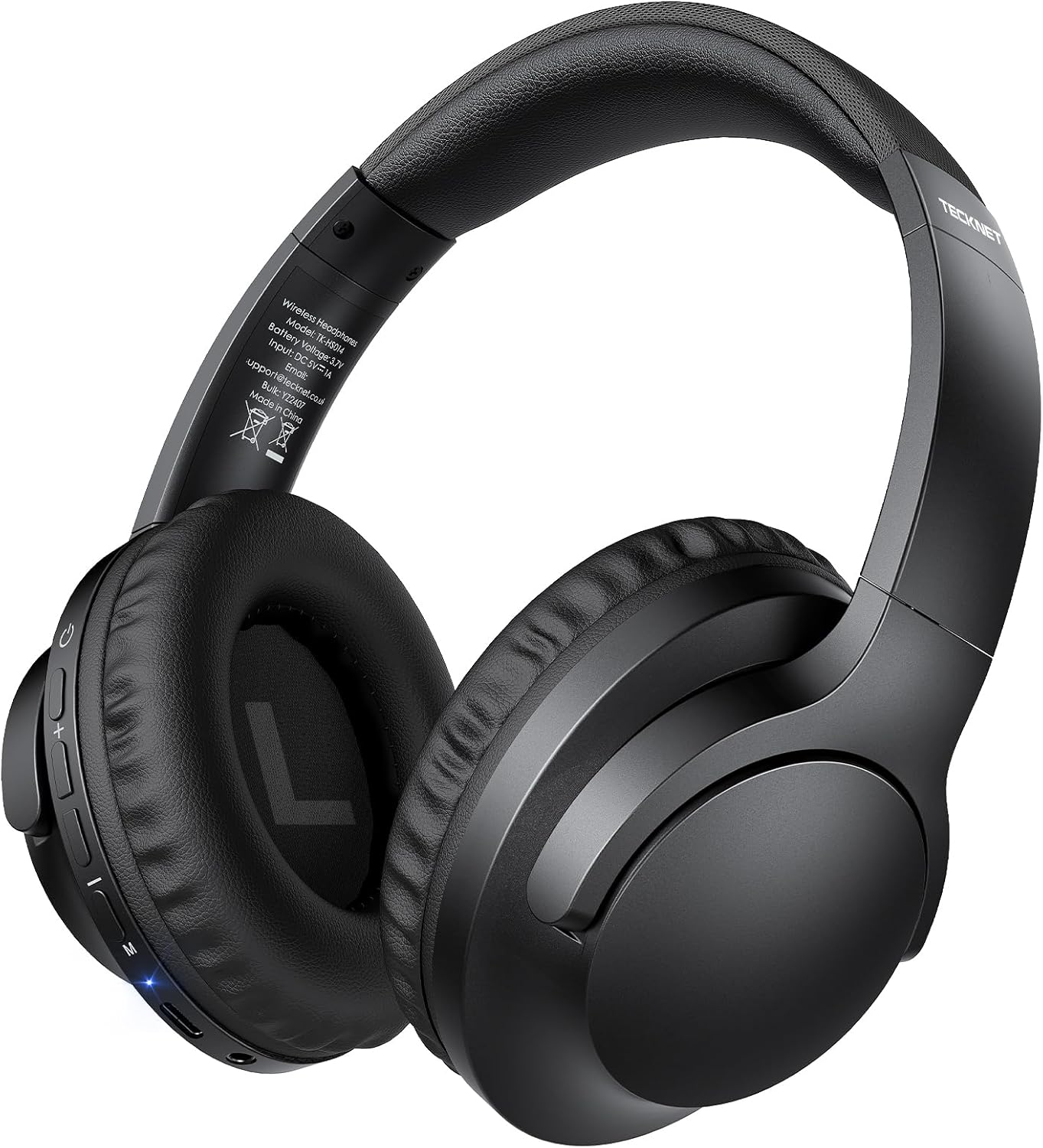 TECKNET Bluetooth Headphones Over Ear, Wireless Headphones 70 Hours Playtime & Bluetooth 5.3, Foldable Lightweight Headphones Wireless Built-in Mic & HiFi Stereo, for Travel/Work/Phone/PC