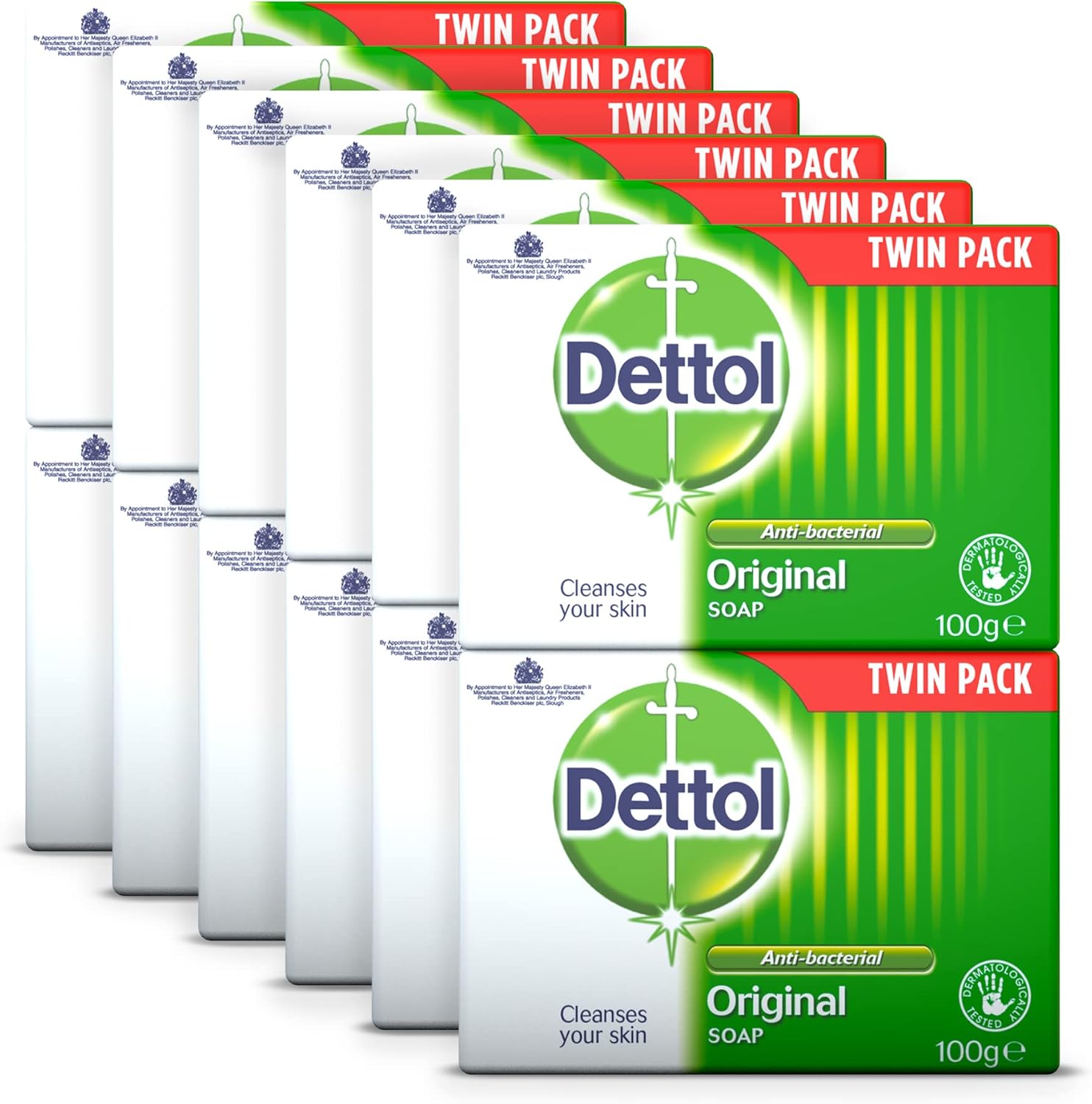Dettol Antibacterial and Moisturings Bar Soap Original, Pack of 12