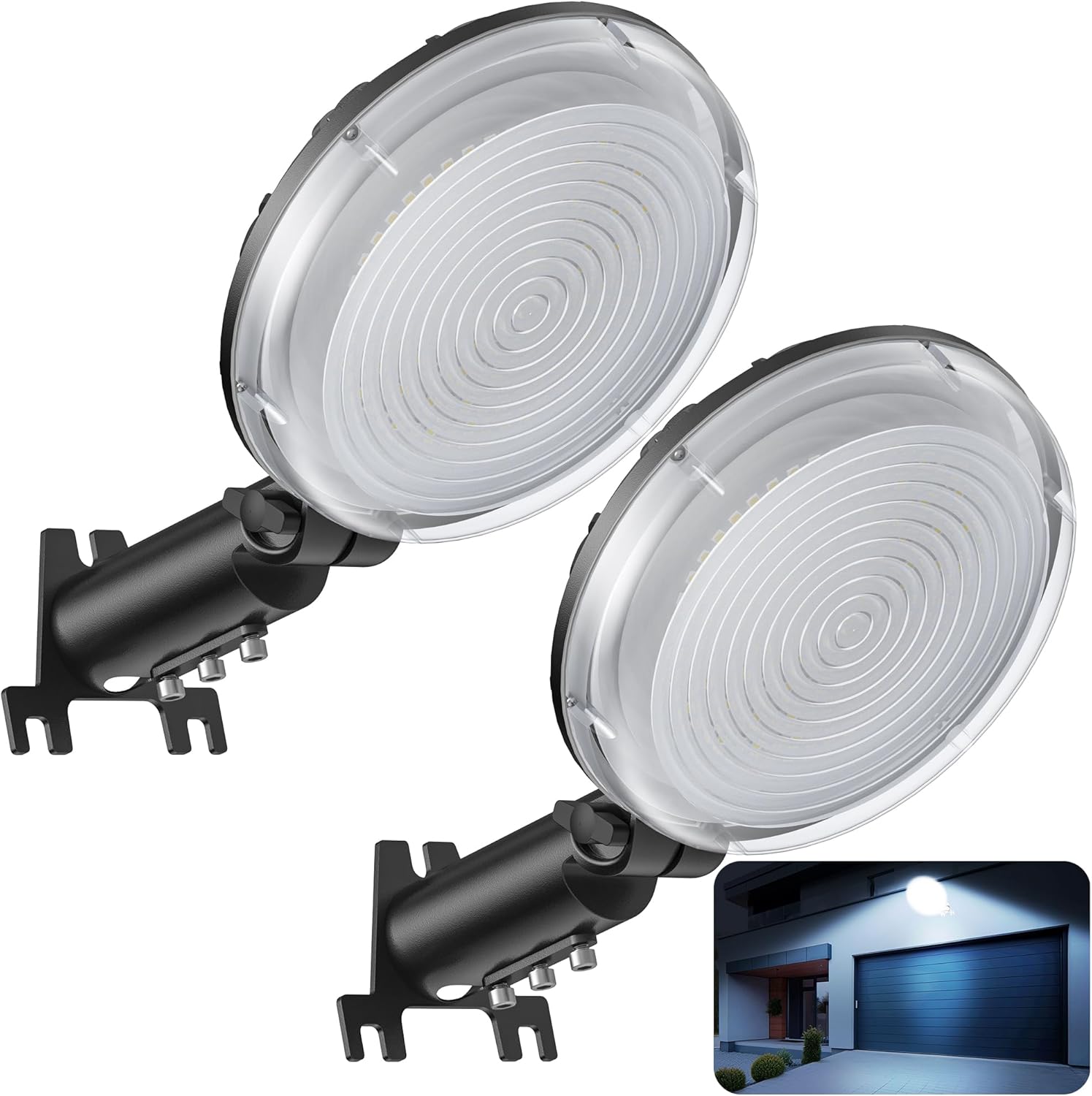 LED Barn Lights 100W, 10,000LM Dusk to Dawn Outdoor Security Flood Lighting with Photocell, 150° Adjustable, 6500K Daylight, IP66 Waterproof Street Light for Warehouse, Yard, Garage Lighting (2 Pack)