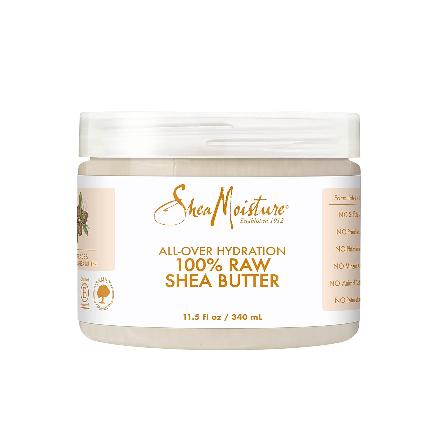 SheaMoisture All-Over Hydration for Dry Skin 100% Raw Shea Butter Body Cream, 11.5 oz (Pack of 1)