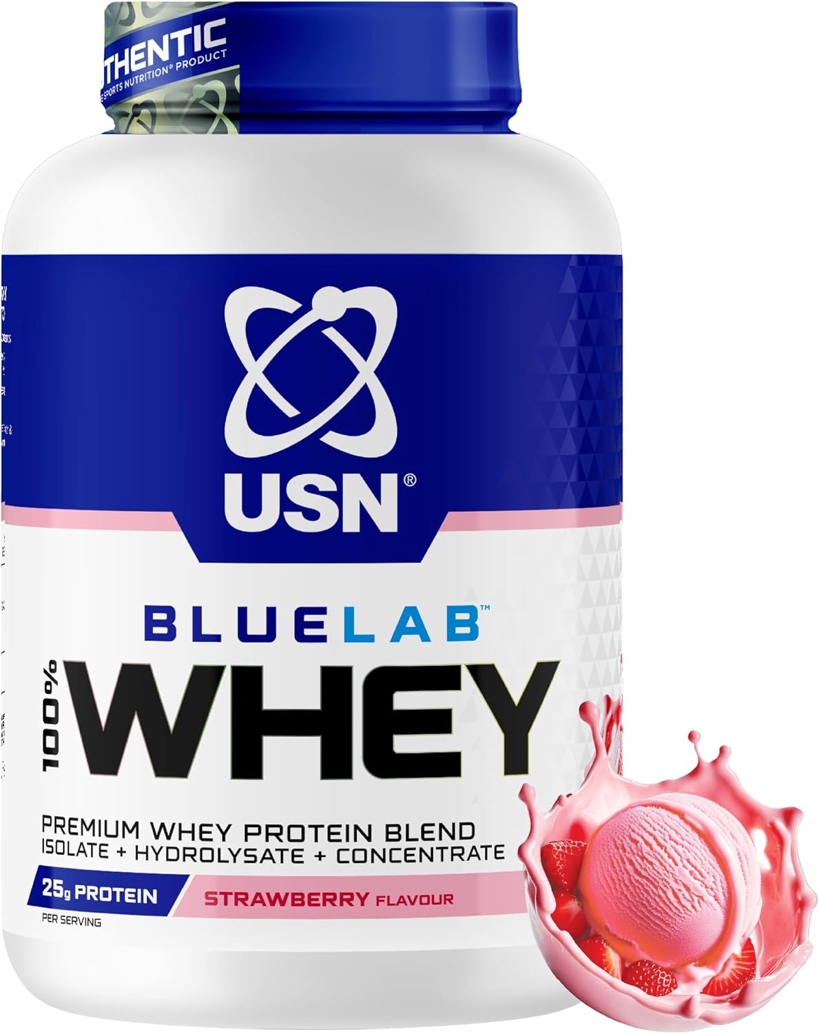 USN BlueLab Whey Protein Powder I Strawberry I 2kg - 58 Servings