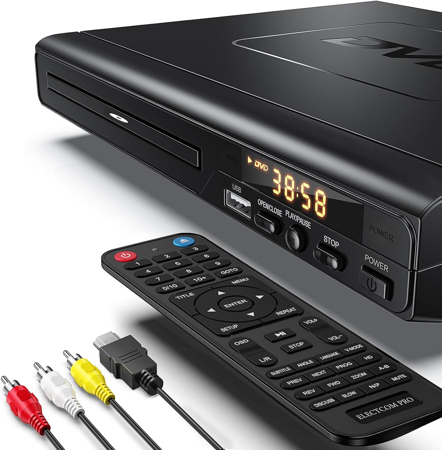 DVD Players for TV with HDMI, DVD Players That Play All Regions, Simple DVD Player for Elderly, CD Player for Home Stereo System, Included HDMI and RCA Cable