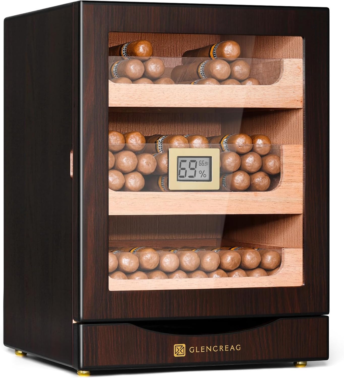 MET-1031 Cigar Humidor Cabinet for 150 Cigars with Spanish Cedar Lining, Tight-Seal Magnetic Door, 3+1 Large Capacity Drawers, Gift for Cigar Lovers