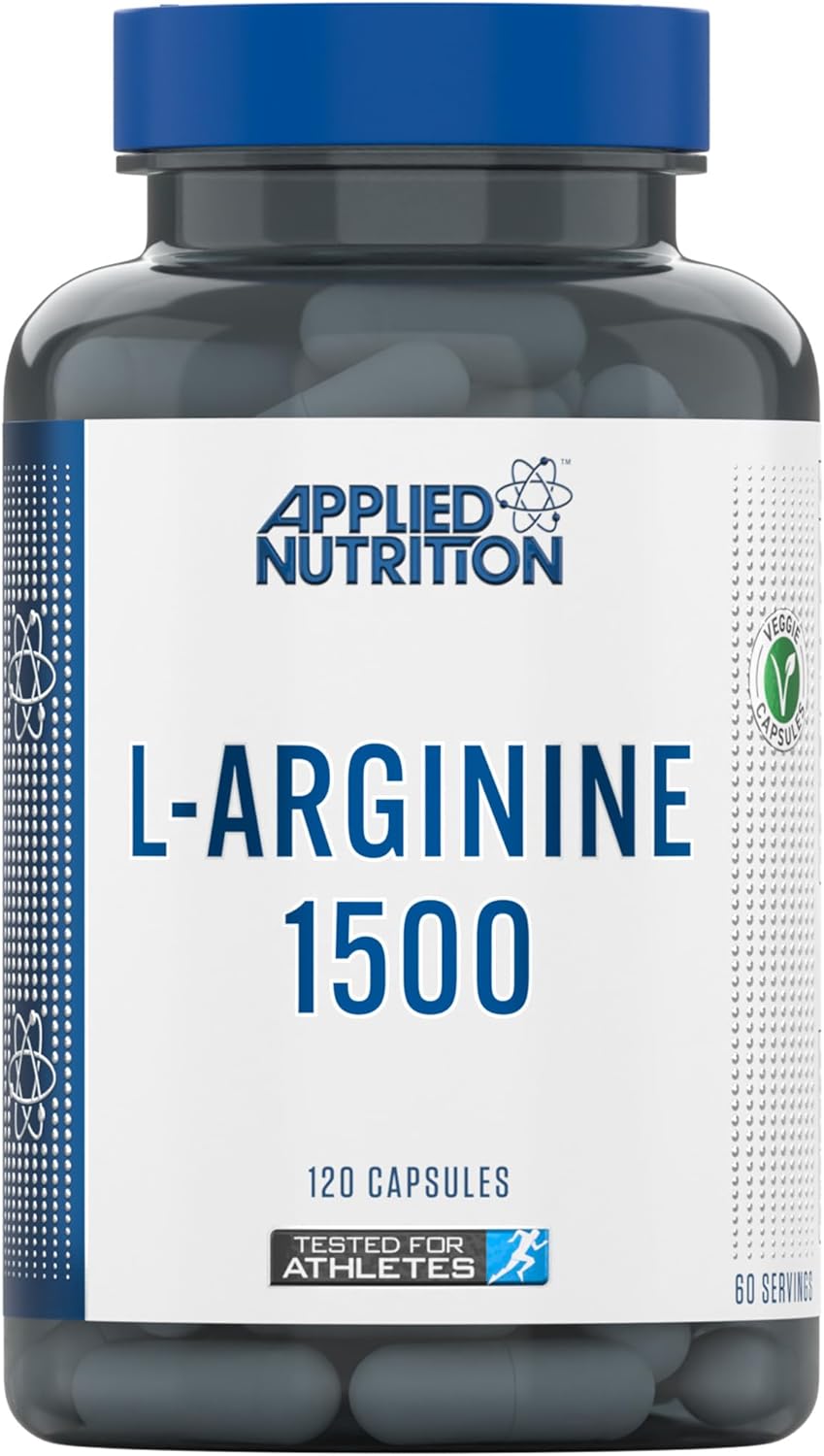 Applied Nutrition L-Arginine Capsules - 1500mg High Strength L Arginine Per Serving, Nitric Oxide Booster for Workout & Performance (60 Servings)