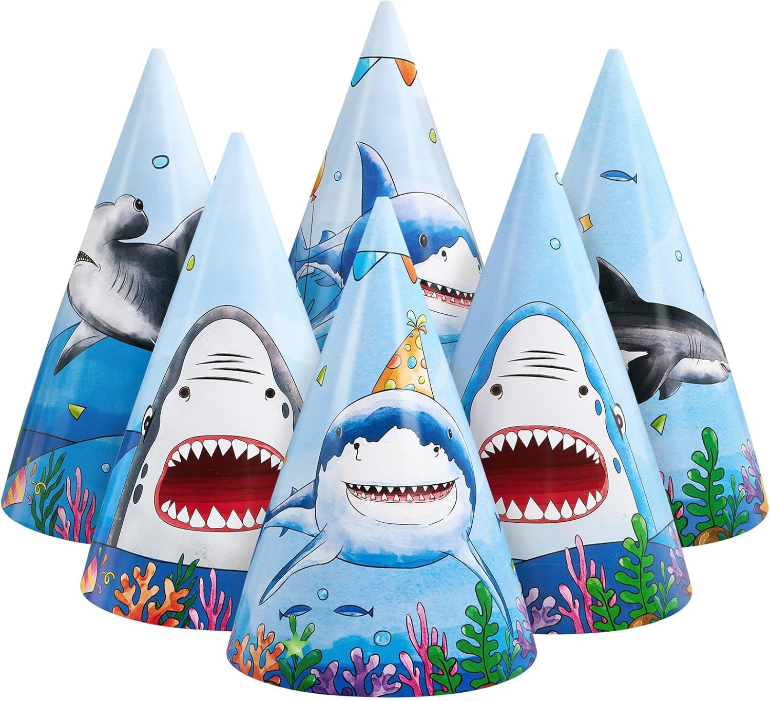 WERNNSAI Party Hats - 12 PCS Birthday Party Supplies Cone Hats for Boys Girls Kids Birthday Headwear