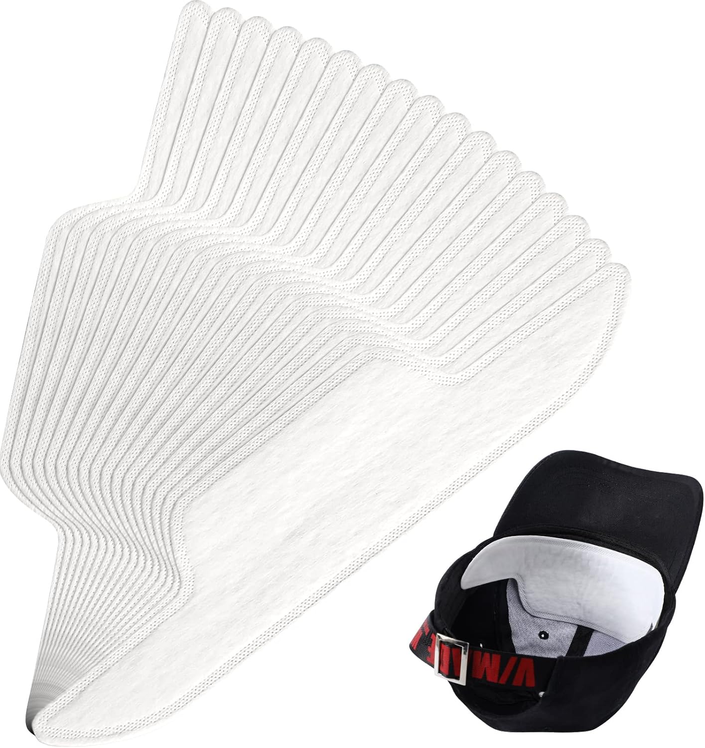 Janmercy 100 Pcs Hat Sweat Liner Shields Absorbing Pad Prevents Stains Protector Bands for Baseball Golf Cap Men Women