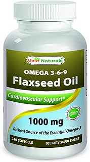 Best Naturals Flaxseed Oil 1000 mg 240 Softgels - Omega-3-6-9 for Heart Health