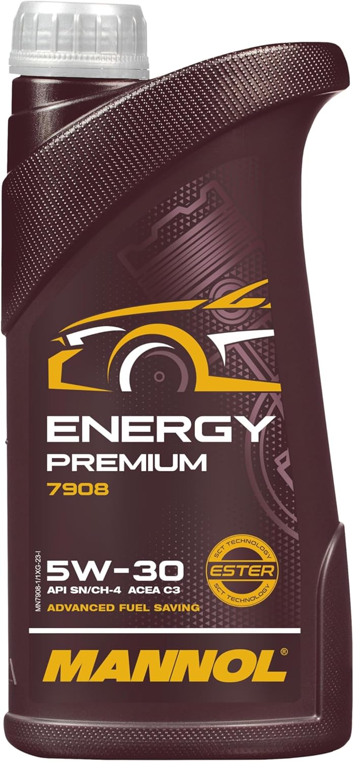 Mannol 1 Litre Energy Premium 5W-30 Engine Oil 7908 ACEA C2 Universal Synthetic Ester Technology - Packaging may Vary