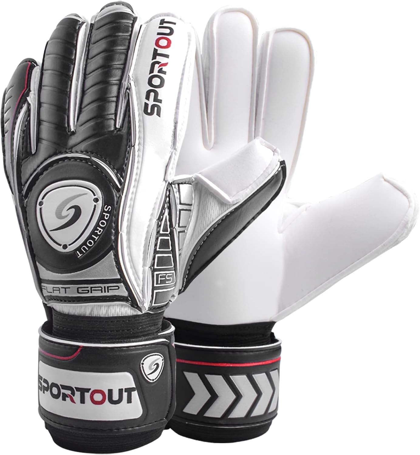 Sportout Goalie Gloves, Goalkeeper Gloves with Finger Protect, Soccer Gloves, Breathable Soccer Goalie Gloves, 4mm Latex, for Kids Youth and Adult
