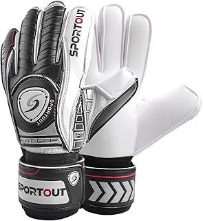 Sportout Goalie Gloves, Goalkeeper Gloves with Finger Protect, Soccer Gloves, Breathable Soccer Goalie Gloves, 4mm Latex, for Kids Youth and Adult