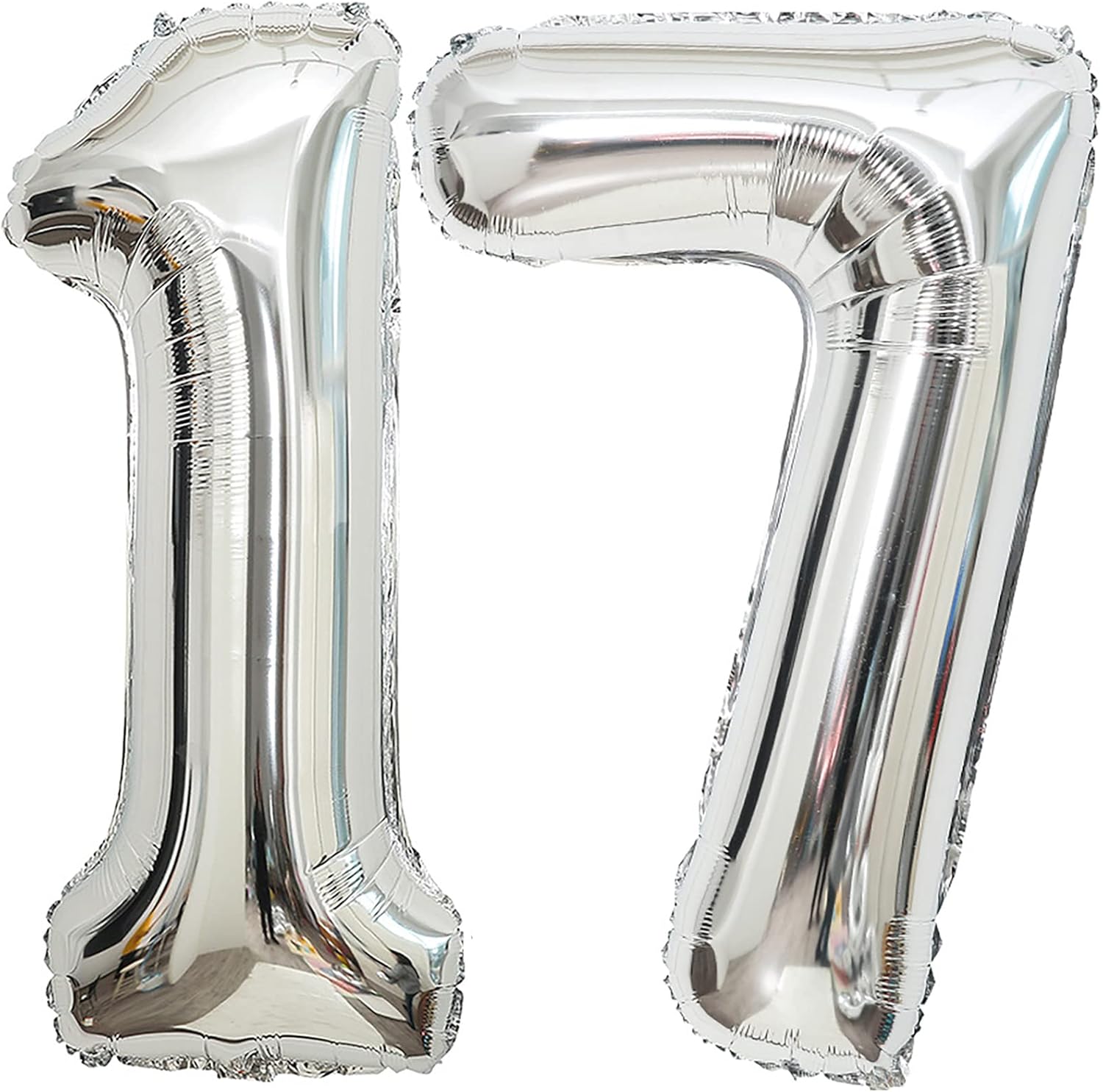 17 Number Balloons Silver 17 or 71 Balloons Number 40 Inch Number 17 Foil Mylar Balloons for 17 or 71 Birthday Party 17 or 71 Anniversary Events Decorations