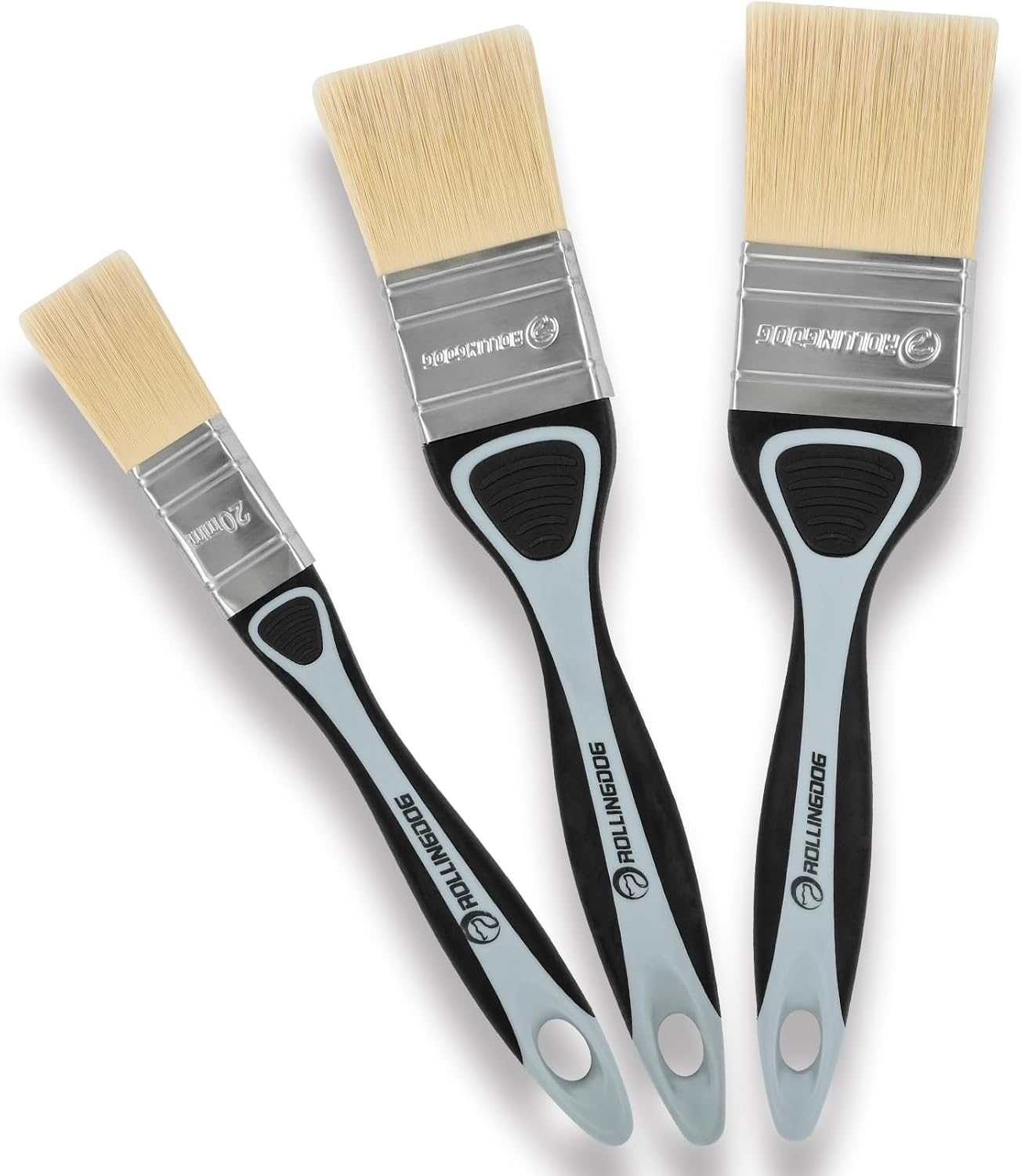 ROLLINGDOG Paint Brush Set Soft Paint Brush for Walls Synthetic Filament | Smooth Surfaces Wall Furniture Ceiling Furniture DIY & Professional Painters Detail Painting 20/40/50mm