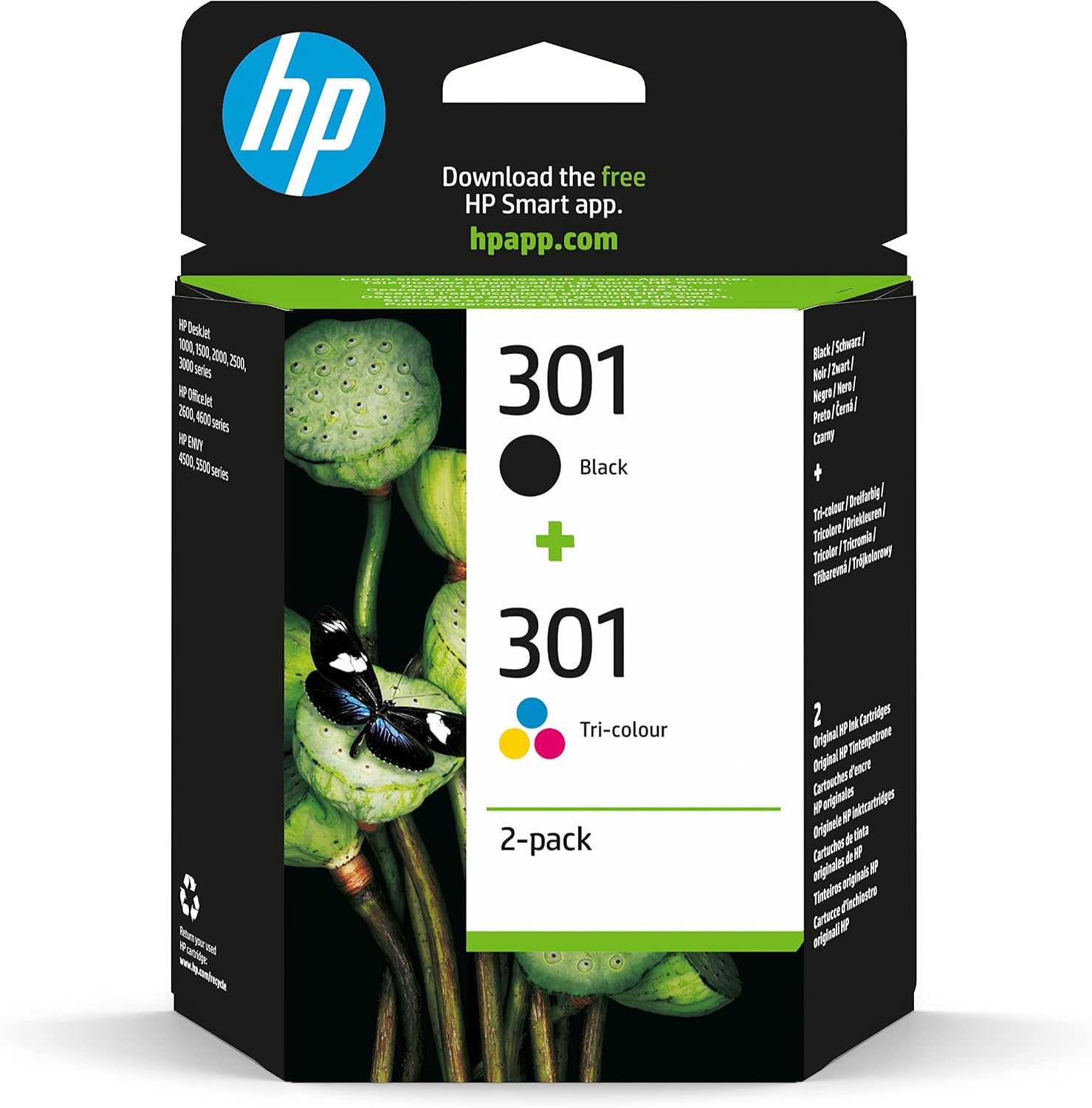 HP 301 Black & Tri-colour Original Ink Cartridges 2-Pack
