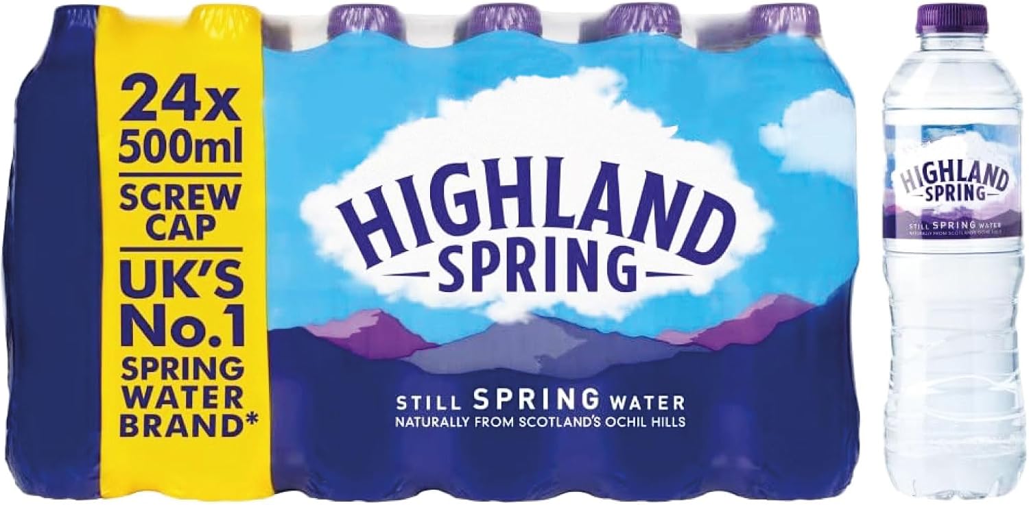 Hiighlands Spring Water 500ml (Pack of 24) | Pure Scottish Spring Water | Crisp Hydration | Embrace the Purity | Quench Your Thirst with Highland Spring |Bulk Value Pack