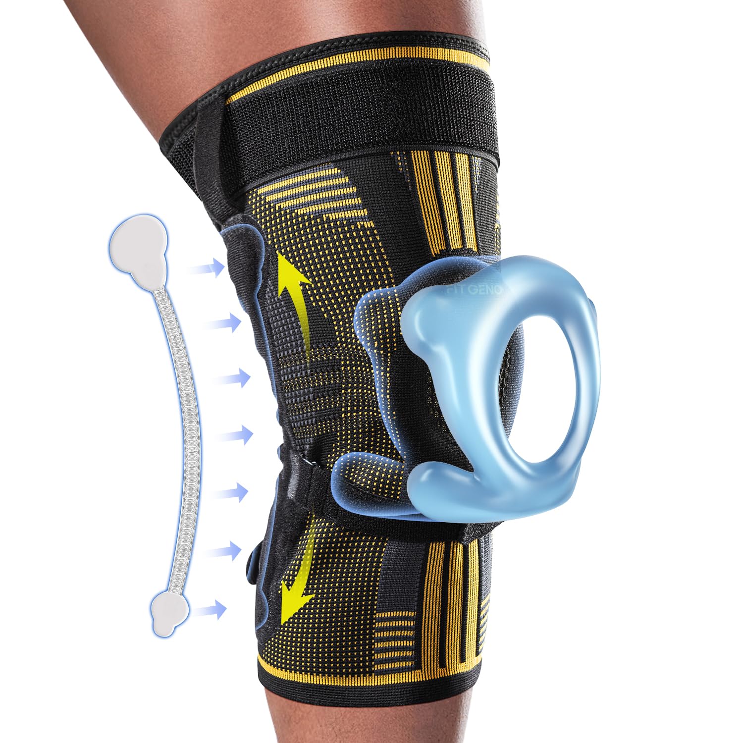 Fit Geno Knee Brace with Side Stabilizers: Breathable Knee Sleeve w/ Patented Patella Gel Pad for Maximum Pain Relief - Ultimate Knee Support and Fast Recovery from Meniscus Tear Arthritis ACL PCL Men & Women (Medium)