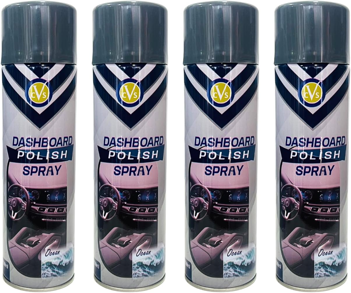 CVS Dashboard Shine Silicone Spray: Cleans, Shines & Protects Car Interior Trim | Restores Luster | Car Interior Cleaner - Removes Dirt, Dust & Residue | Scented - 500ML (OCEAN, Pack of 4)