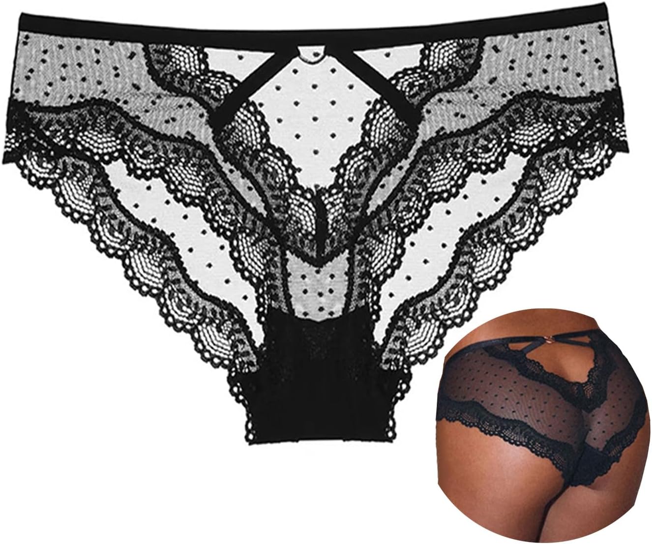 SEISILUORA Women's Sexy Lace Knicker Soft Stretchy Floral Underwear Plus Size Lace Panties
