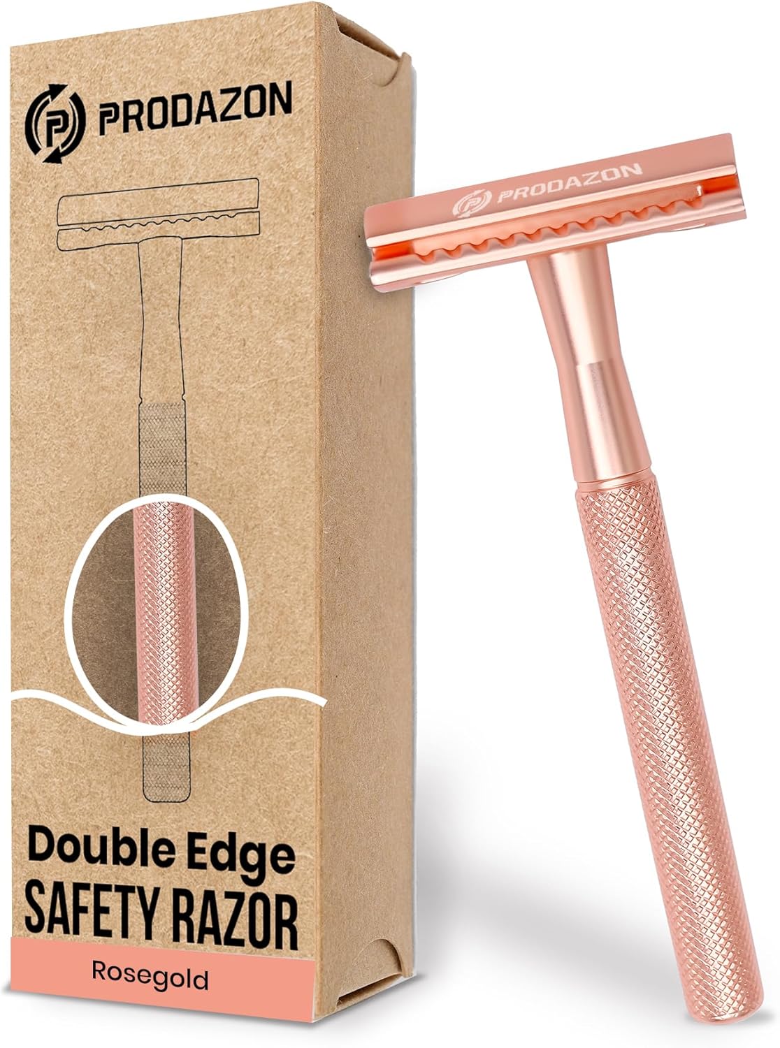 Double Edge Safety Razors for Women – Reusable Rose Gold Razor with Stainless Steel and Brass Handle – Single Blade Razor for Women – Fits All Double Edge Blades (No Blades Included)