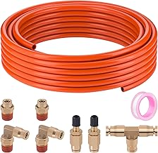 Air Line Service Kit for Air Spring Bag Suspension with Brass DOT Air Brake Line Fittings, 25 FT PA 1/4" DOT Air Line, Inflation Schrader Valve Air Bags Line Kit Replacement Component