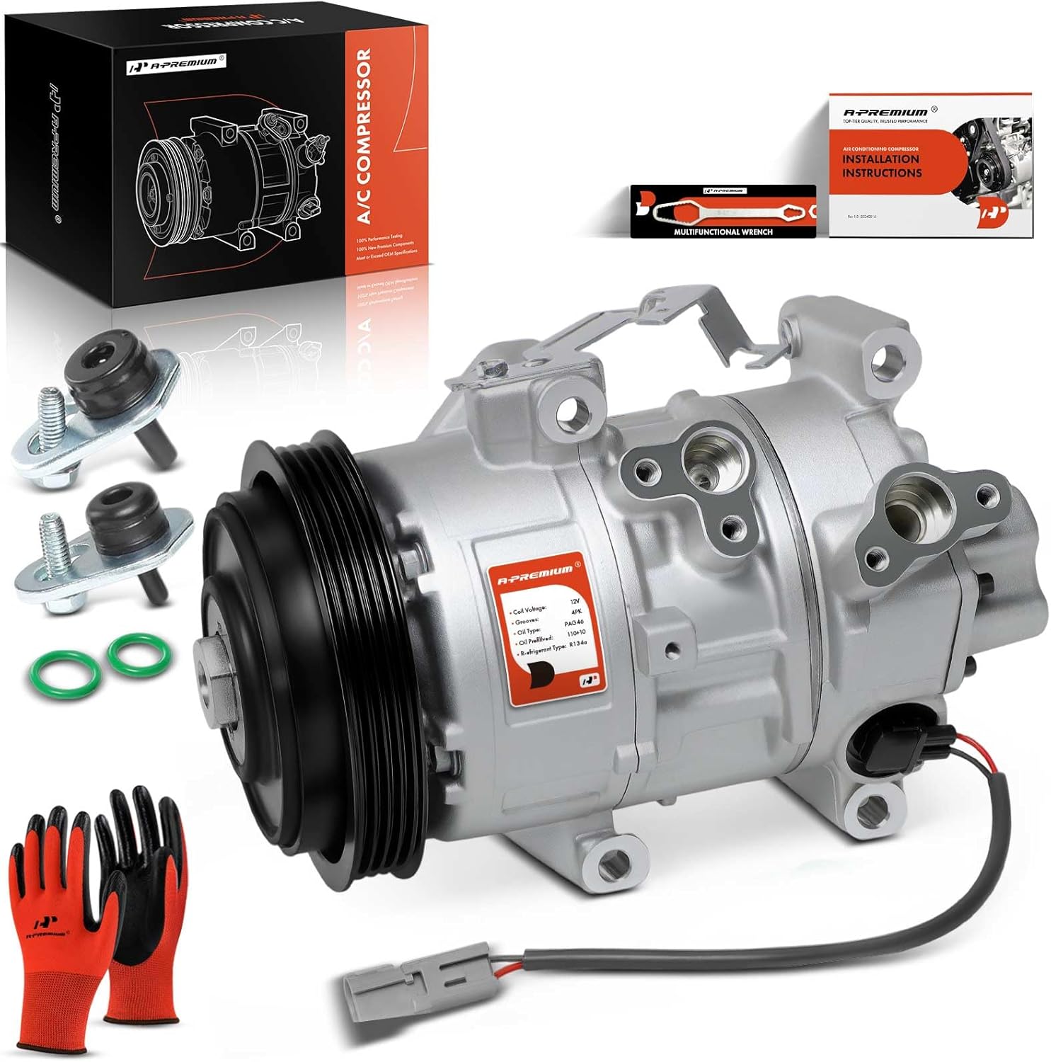 A-Premium Air Conditioner AC Compressor with Clutch Compatible with Toyota Yaris 1.5L 2007-2012