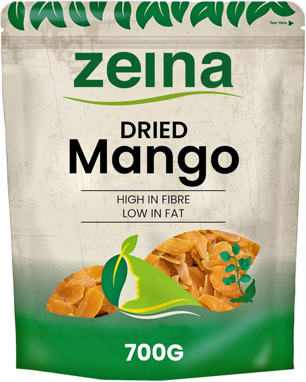 Zeina Dried Mango with Resealable Zip (700g) - High in Fibre and Low in Fat - Tropically Sweet Chewy Mango Dry Fruit Chunks - Dried Fruit Suitable for Healthy Snacking