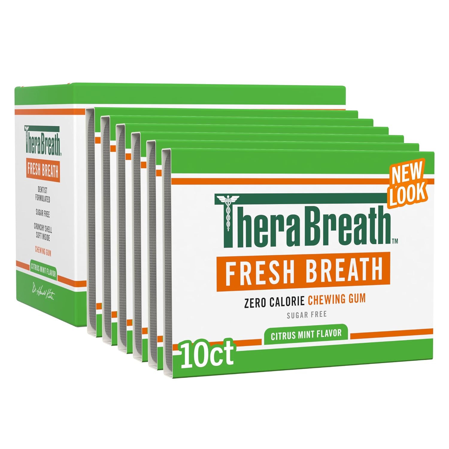 TheraBreath Fresh Breath Chewing Gum with ZINC, Citrus Mint Flavor, 10 Count (Pack of 6)