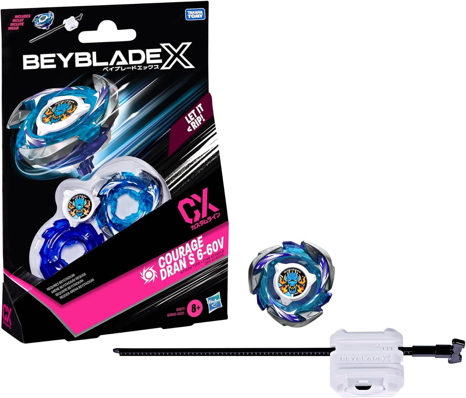 Beyblade X Courage Dran S 6-60V CX Starter Pack Set, Attack Type Top and Launcher; Authentic Takara Tomy Battle Tops Games, Toys for Boys and Girls 8+