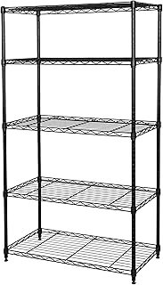 Seville Classics Solid Steel Wire Shelving Storage Unit Adjustable Shelves Organizer Rack, for Home, Kitchen, Office, Garage, Bedroom, Closet, Black, 5-Tier, 30" W x 14" D (New Model)