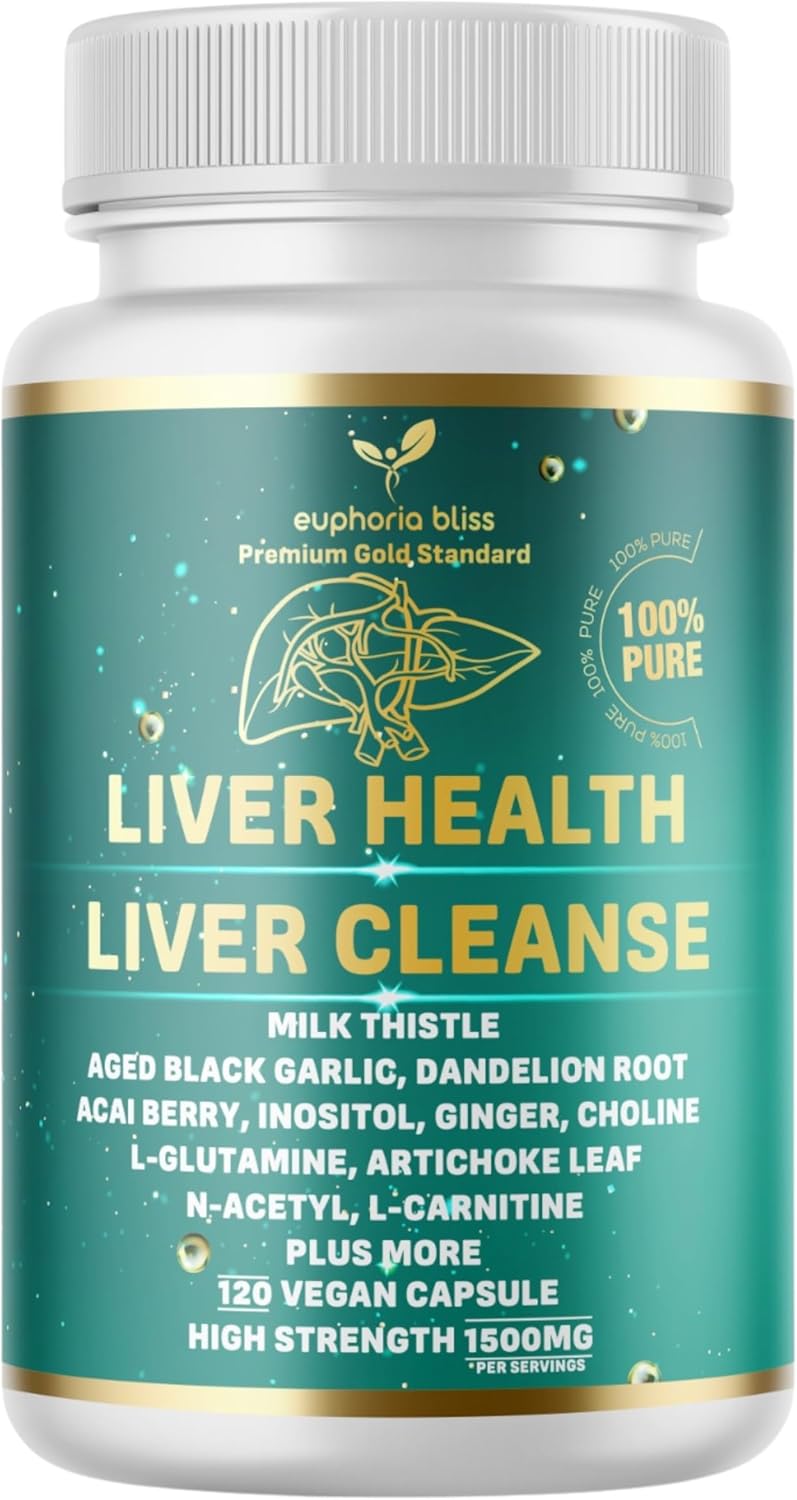 Liver Cleanse Detox Repair Formula | Milk Thistle Herbal Blend Supplement, Dandelion Root, Artichoke Extract, Turmeric, Ginger, Beetroot, Chicory Root, Choline, Celery & More 120 Caps