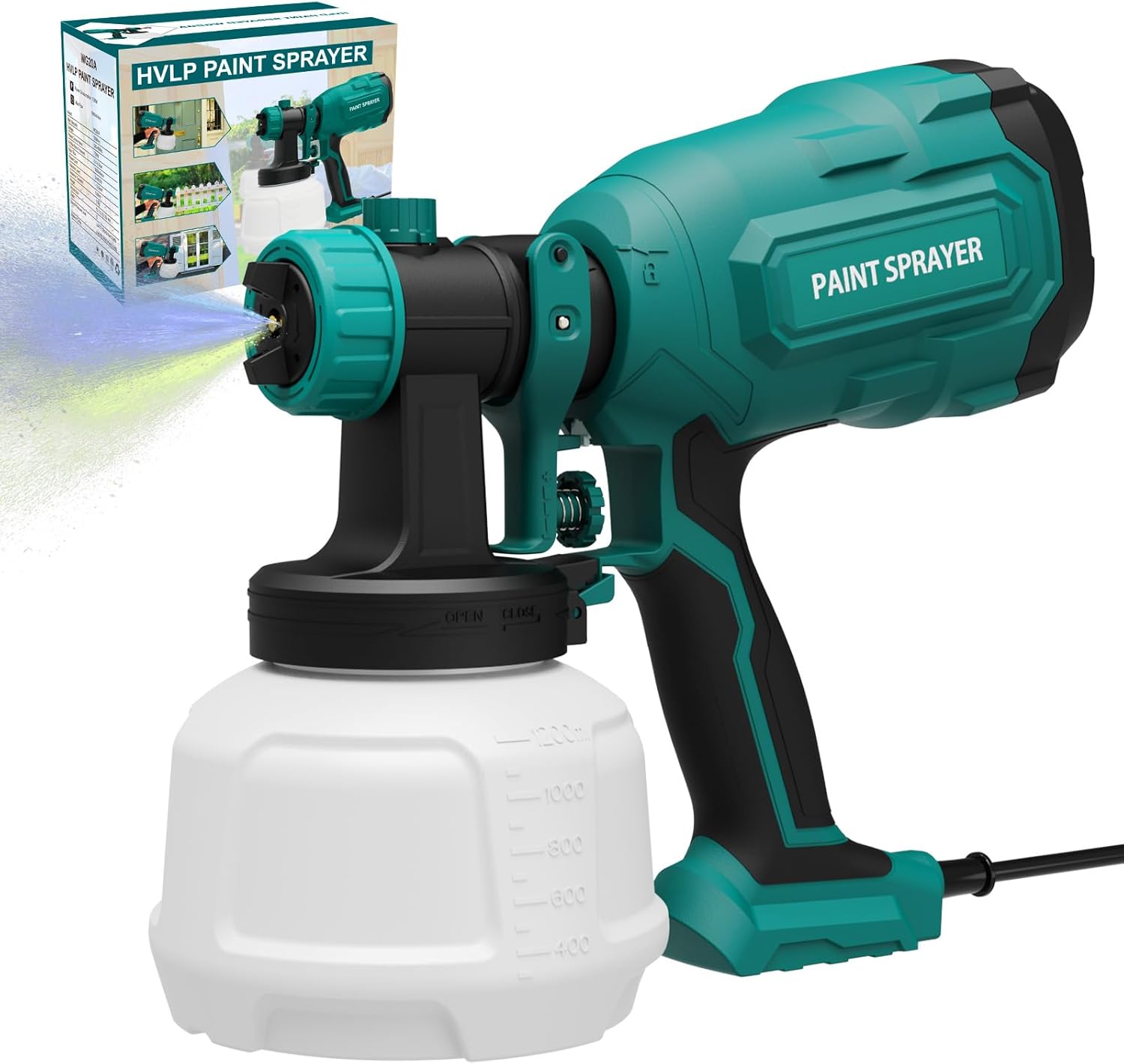 Paint Sprayer, 700W HVLP Spray Gun with 4 Nozzles & 3 Patterns, Paint Gun with Adjustable Spray Width, Paint Sprayers for Home Furniture, Cabinets, DIY Works, Garden Chairs etc.