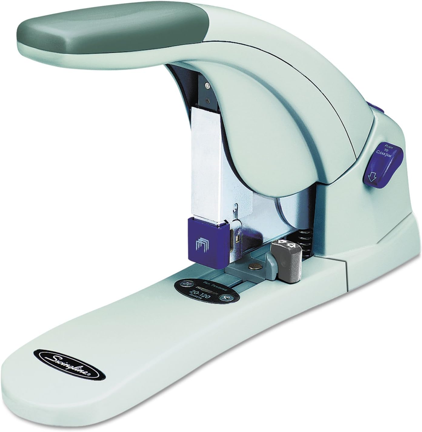 Swingline Heavy Duty Stapler, 120 Sheet Capacity, LightTouch, Jam Free, Reduced Effort, Anti-Microbial, Metal, Gray (90010)