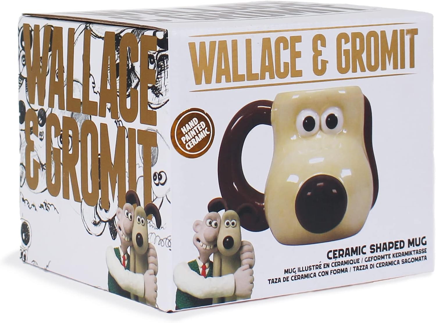 Half Moon Bay Gromit Mug | Wallace and Gromit Mug | Ceramic Coffee Mug | 3D Shaped Coffee Cup & Tea Mug | Funny Mugs for Men | Novelty Mug Large Mug | Wallace and Gromit Gifts | Novelty Gifts for Men