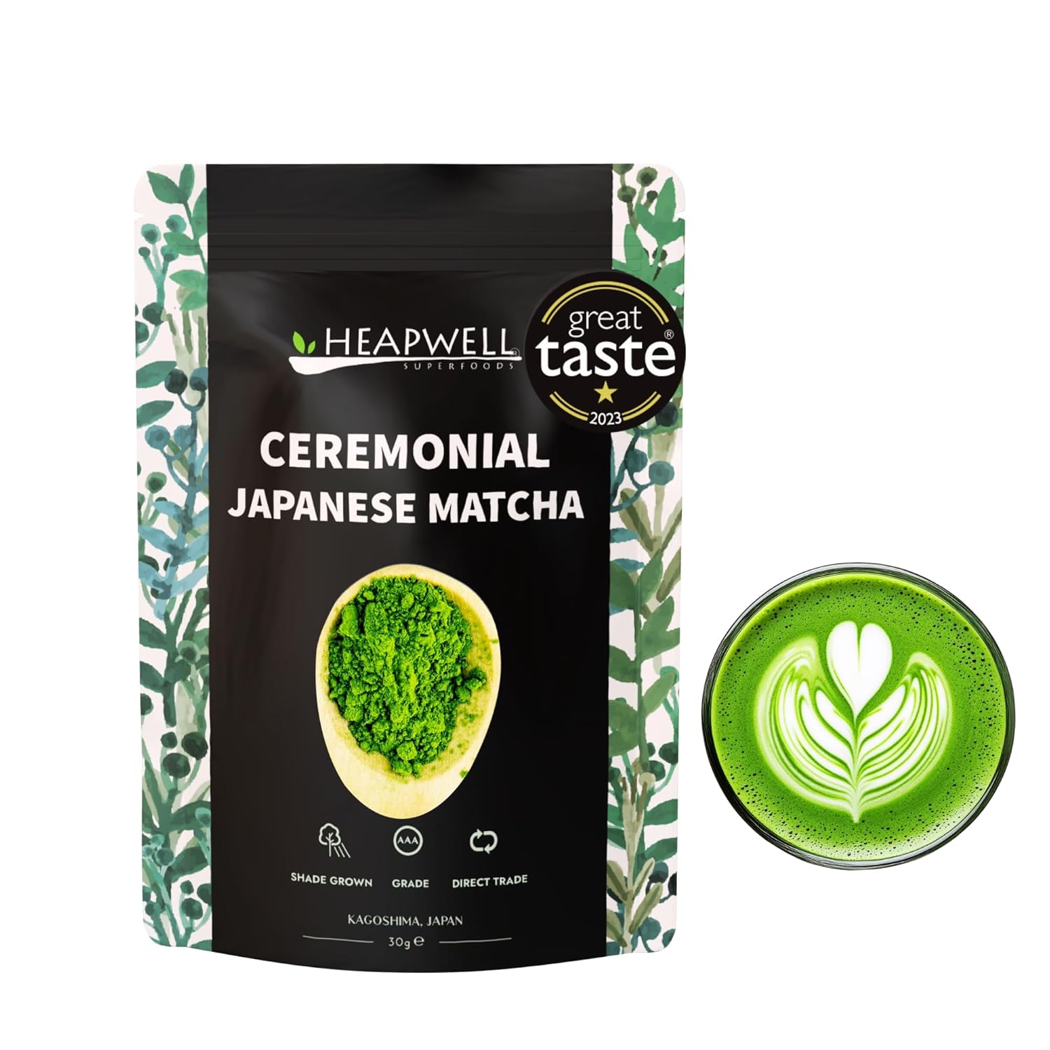 Heapwell Japanese Matcha – Premium & Ceremonial & AAA Grade Matcha Tea | Authentic Japanese Origin (1.05oz (30g), Ceremonial Grade)