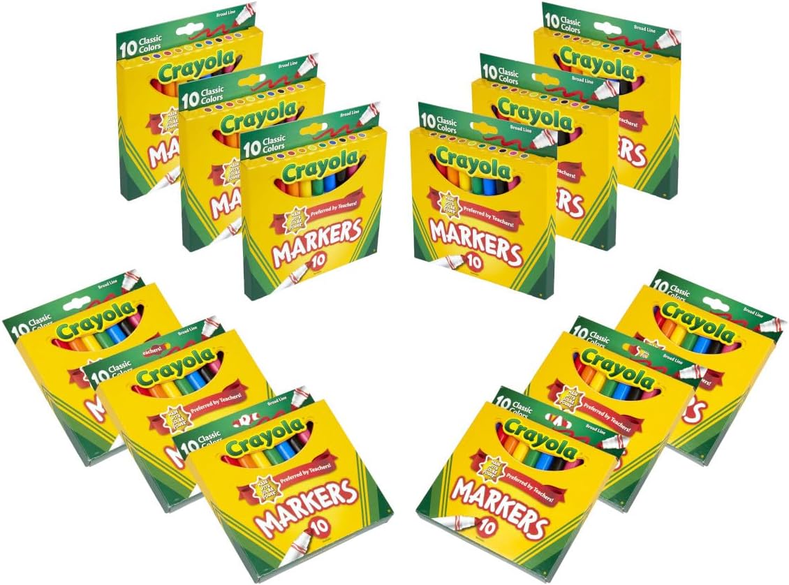 Crayola Broad Line Markers (12pk), Bulk School Coloring Markers for Kids, Teacher Classroom Must Haves, Back to School Essential Supplies for Preschool & Kindergarten