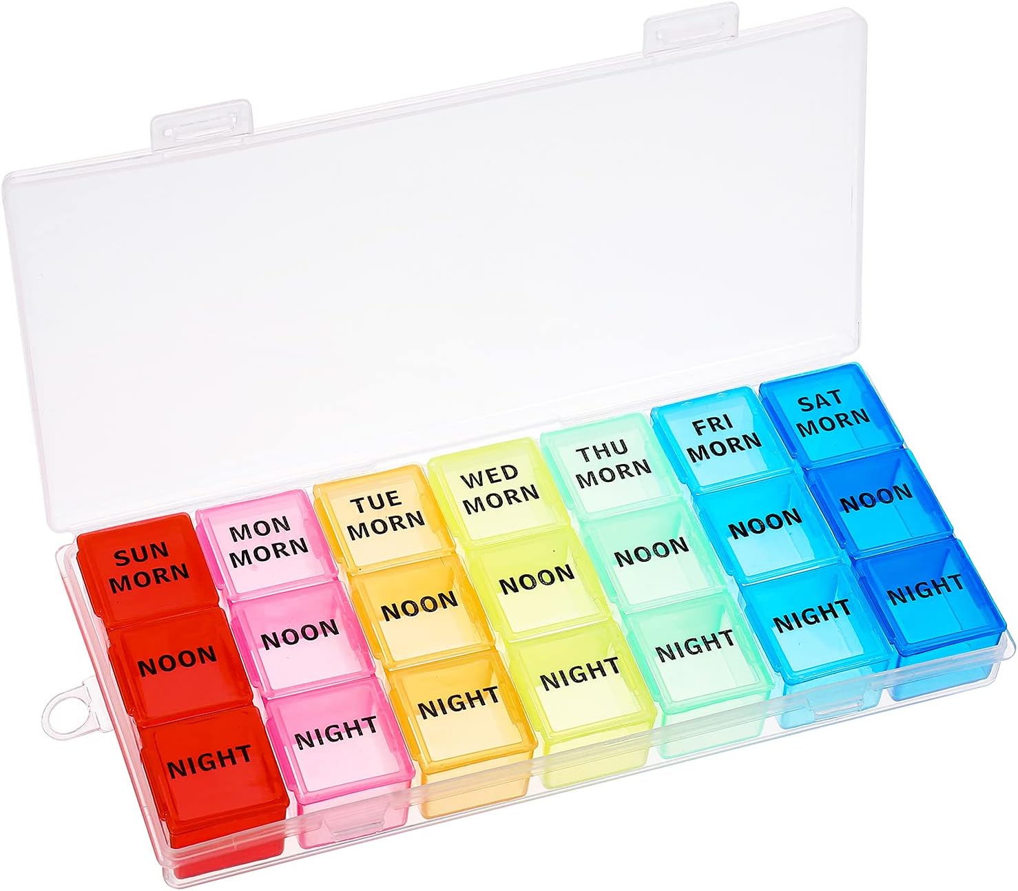 ALTcompluser Pill Box Organisers, Transparent 7 Day 3 Time a Day Pill Storage Case, Portable Weekly Pill Dispenser with 21 Compartments for Medication and Supplements