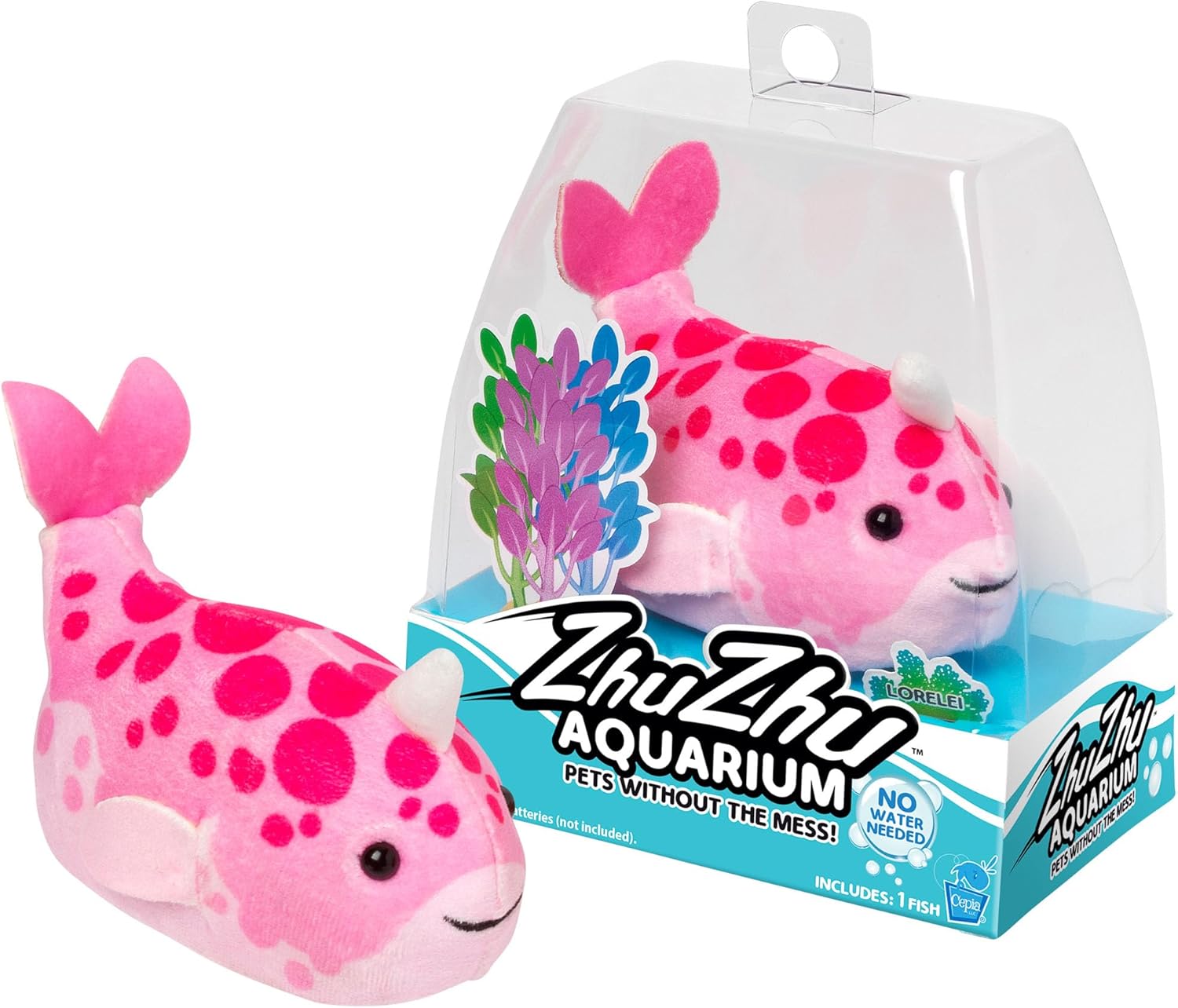 Zhu Zhu Pets | Zhu Zhu Aquarium Toy Fish - Lorelei | Interactive, Collectible Pet with Sounds and Movement | Electronic Pets | Ages 4+, Pink