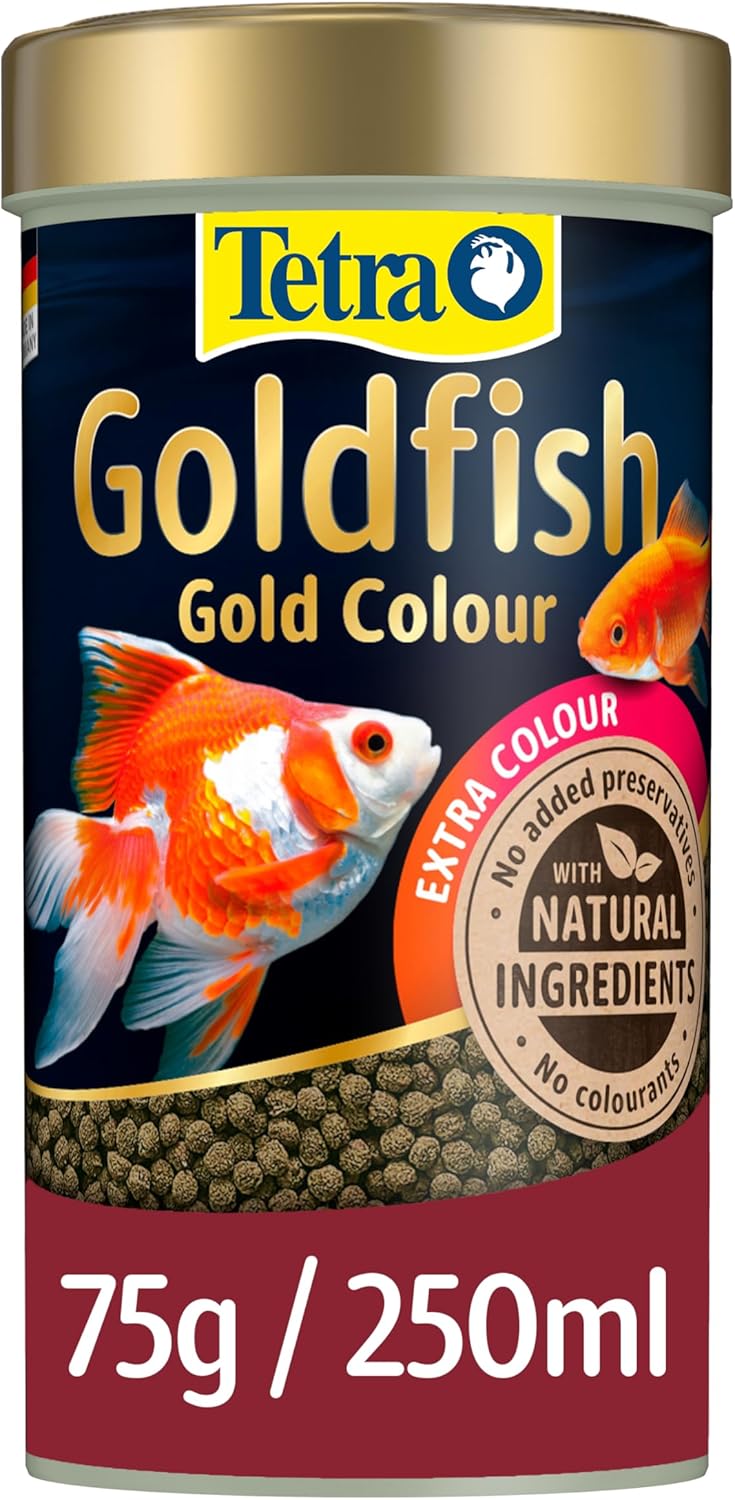 Tetra Goldfish Gold Colour Fish Food, Premium Fish Food with Colour Enhancers for All Goldfish, 75 g