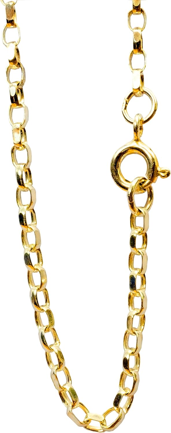 ANTOMUS® 18K GOLD VERMEIL SOLID DIAMOND CUT ENGLISH BELCHER CHAIN 2.3mm Wide