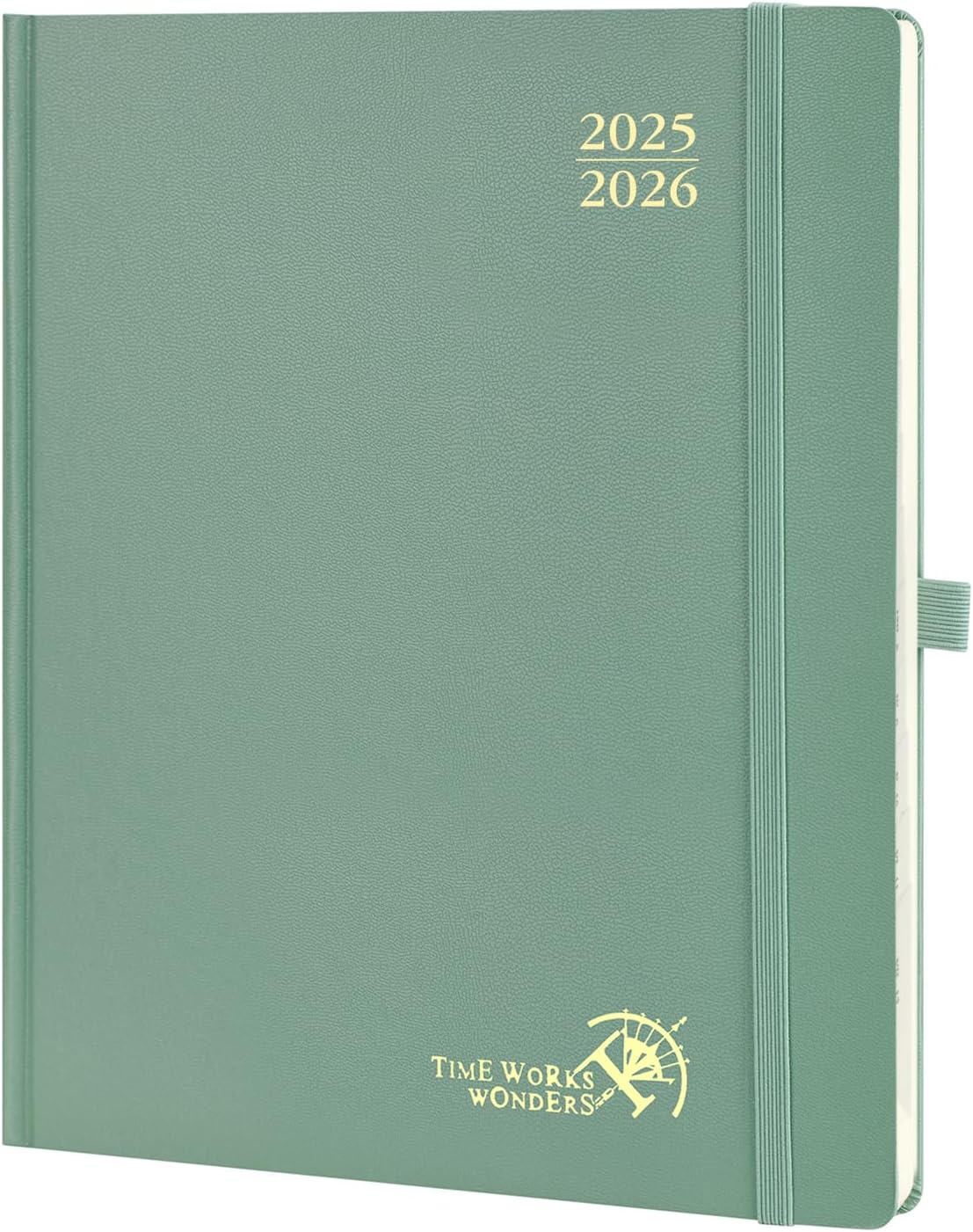POPRUN Academic Diary 2025-2026 Hardback Week to View Large (26.5x21.5 cm) 17 Months (Aug'25 - Dec'26) Mid Year Diary 25/26 Vertical Weekly Planner, Inner Pocket (Midnight Green)