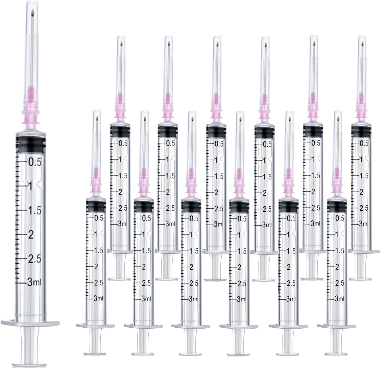 25 Pack 3ml 18Ga Lab Syringe Tools with Measurement, Individually Packed